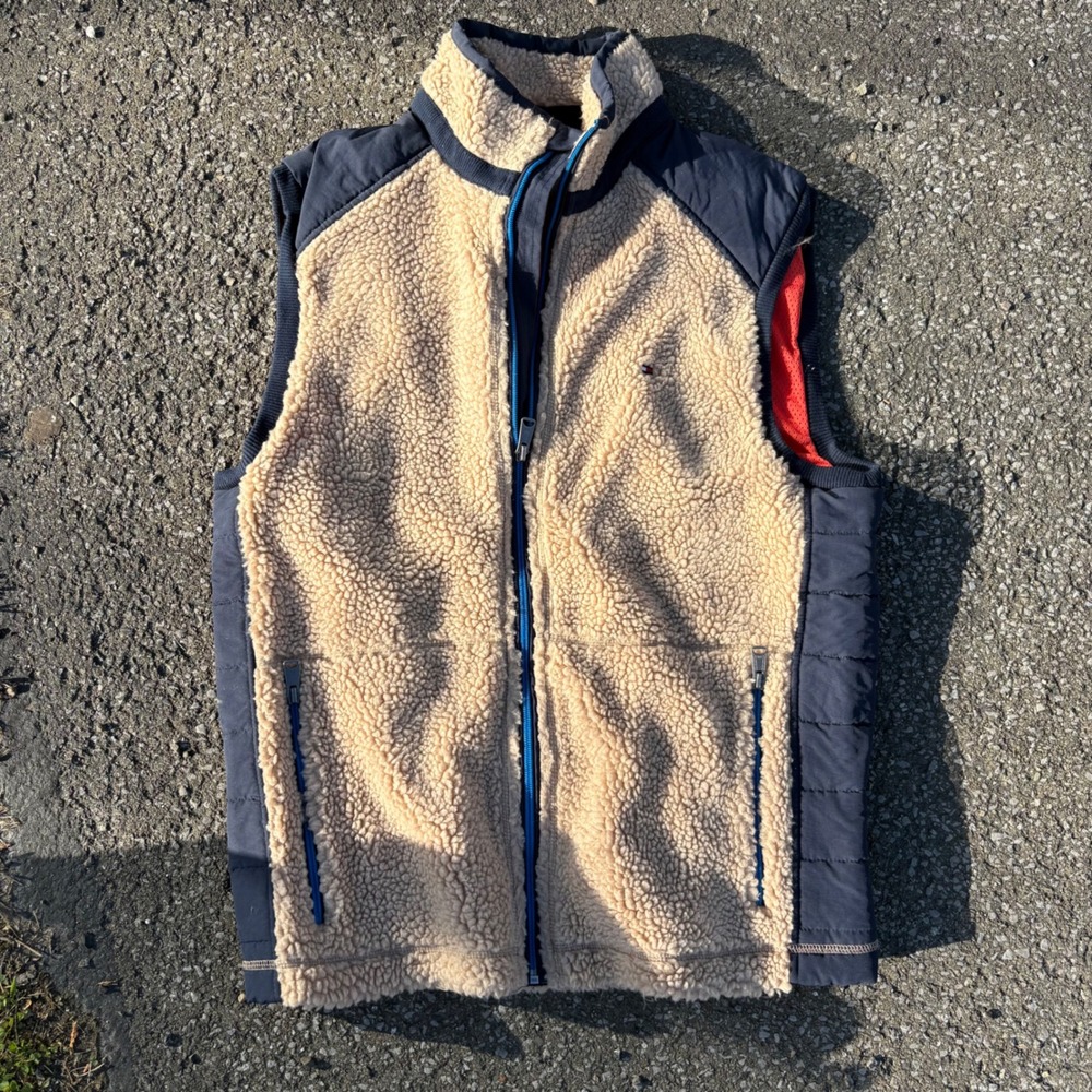 Tommy Hilfiger Sherpa Fleece Vest Mens Large Colorblock Full Zip Preppy